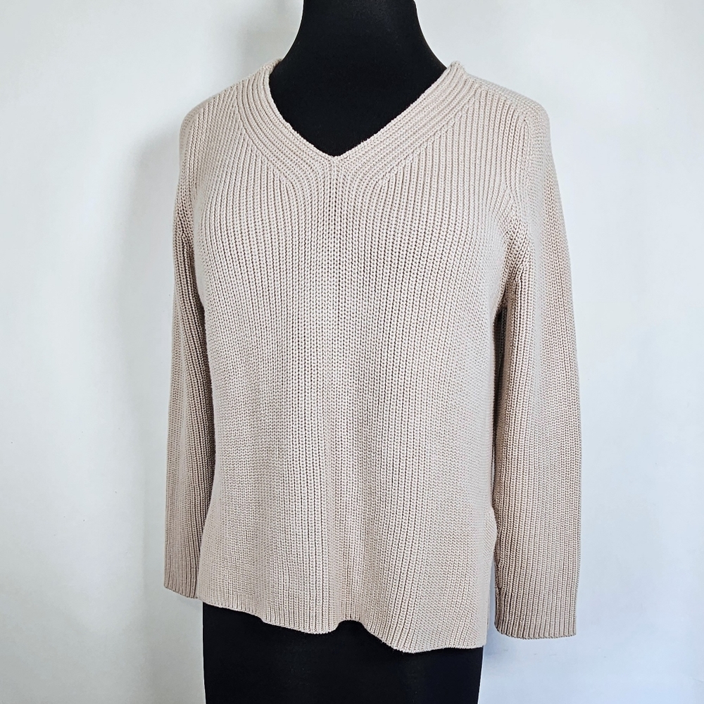United Arrows Japan luxury beige chunky knit cotton sweater S/M